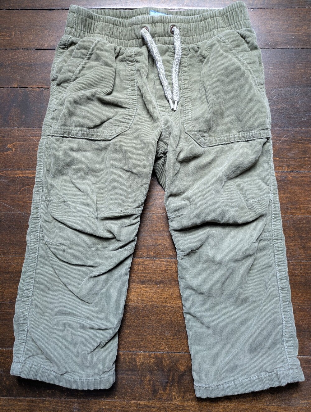 Baby Gap Olive Green Corduroy Drawstring Pull On Cotton Pants